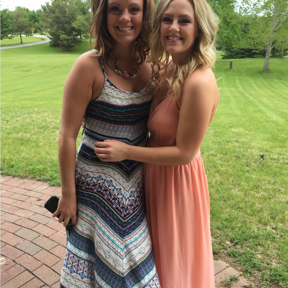 Sleeveless Peach Maxi Dress - Brand Unspecified